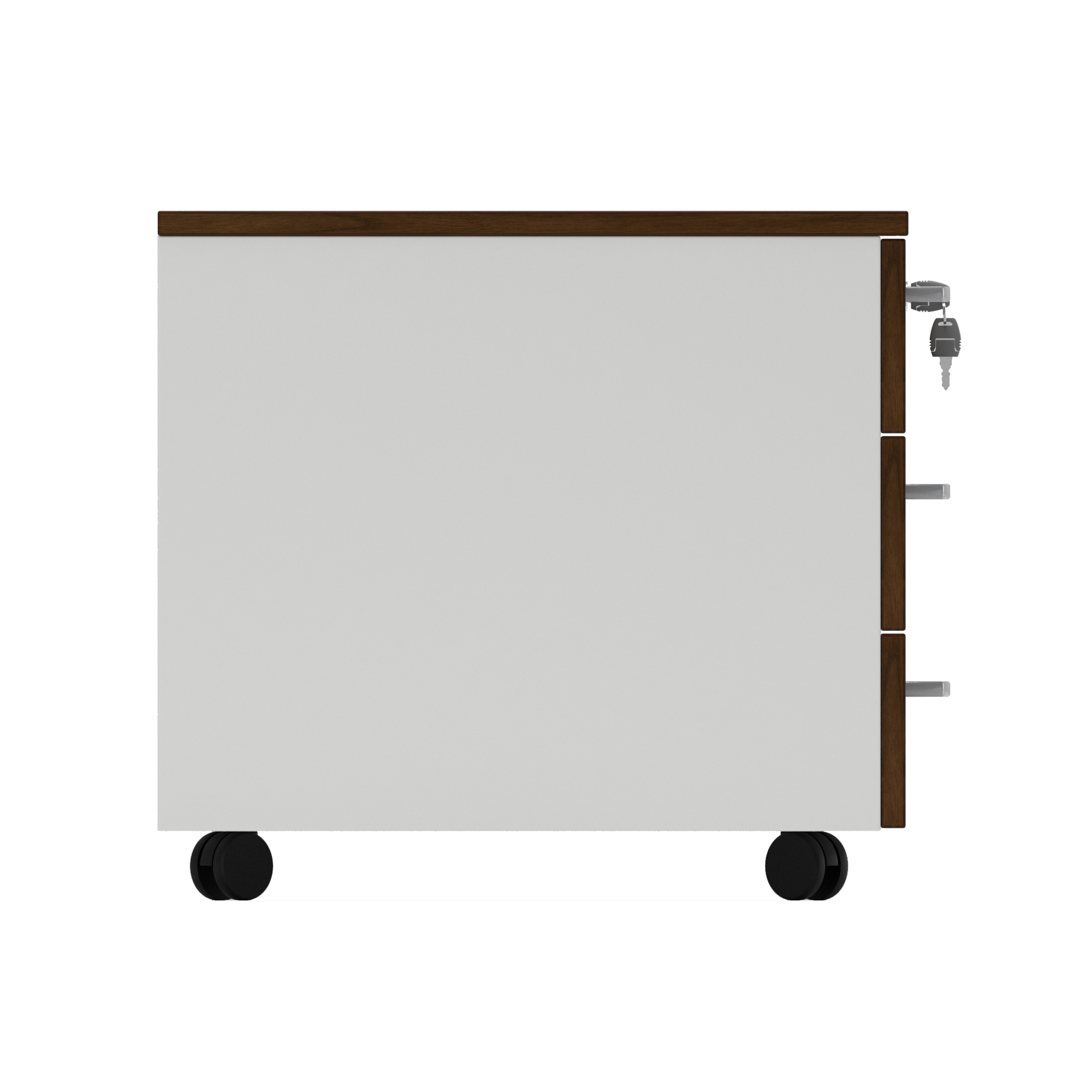 Cassettiera da ufficio con Rotelle OFFICE, L 42 x P 56 x H 51 cm (Noce Scuro)